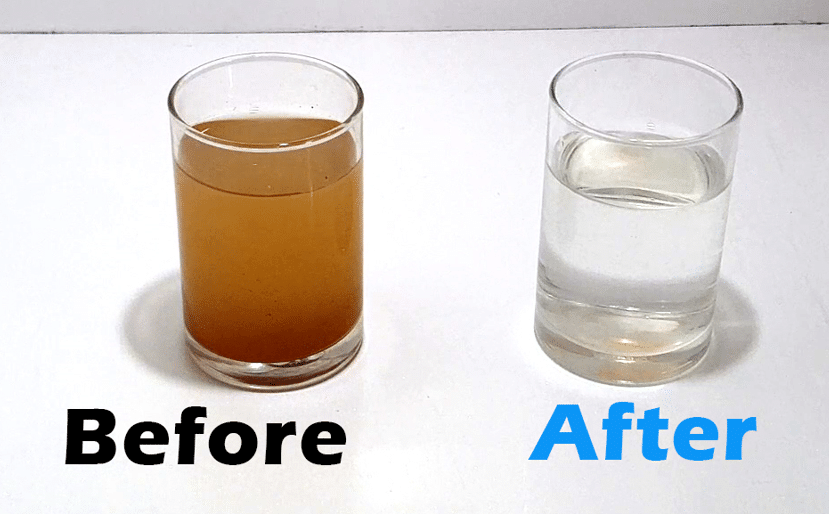 Before & After using water sparks iron removal plant