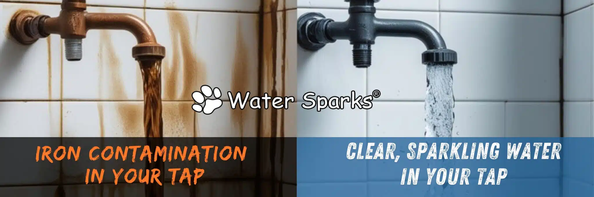 before and after of iron contamination tap water vs clean water tap
