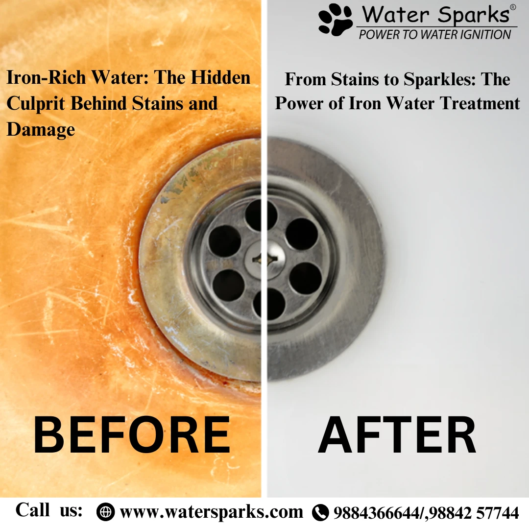 before iron water stains in sink and after clean sink