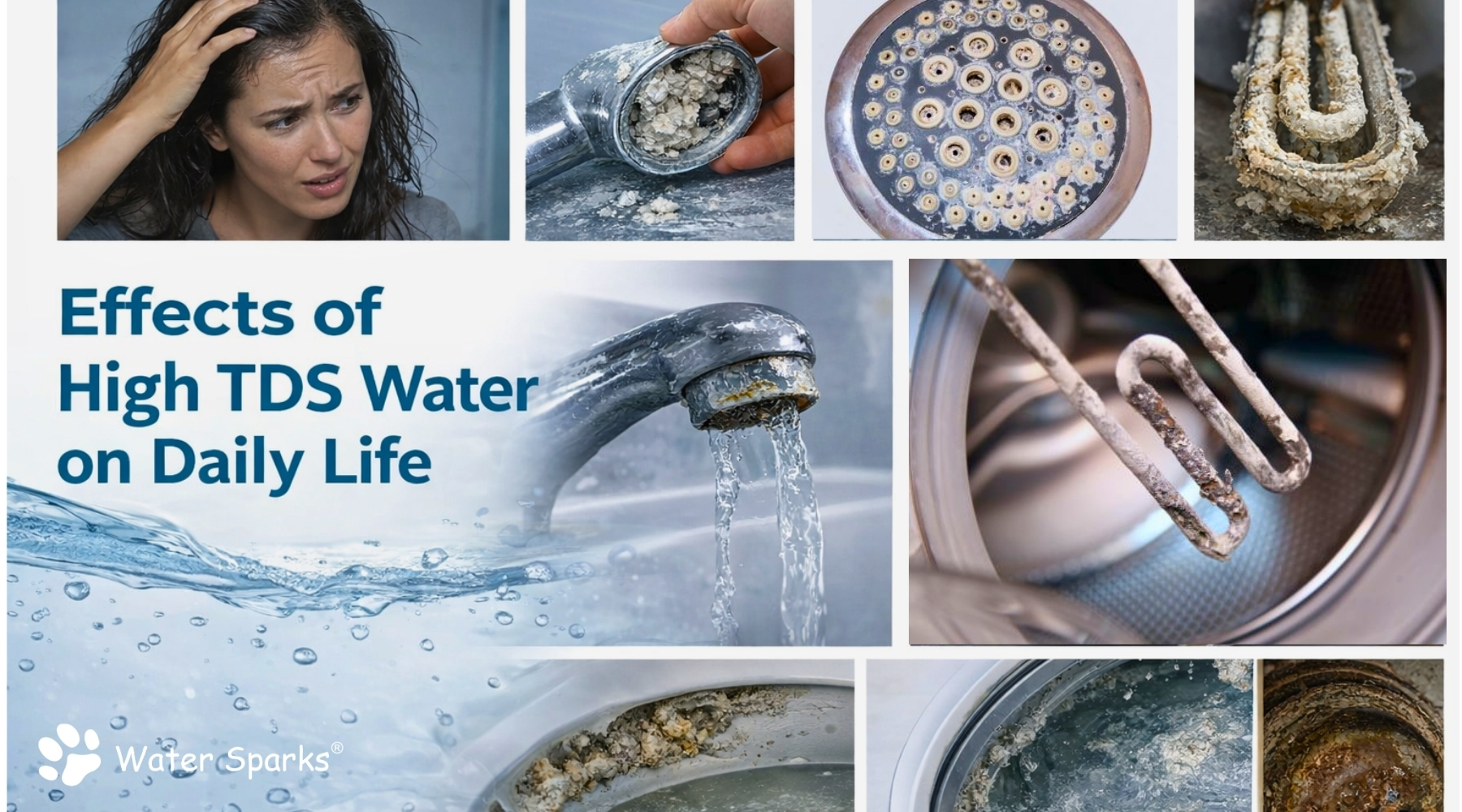 effects of high TDS water on daily life including shower damage, appliance scaling and poor water quality