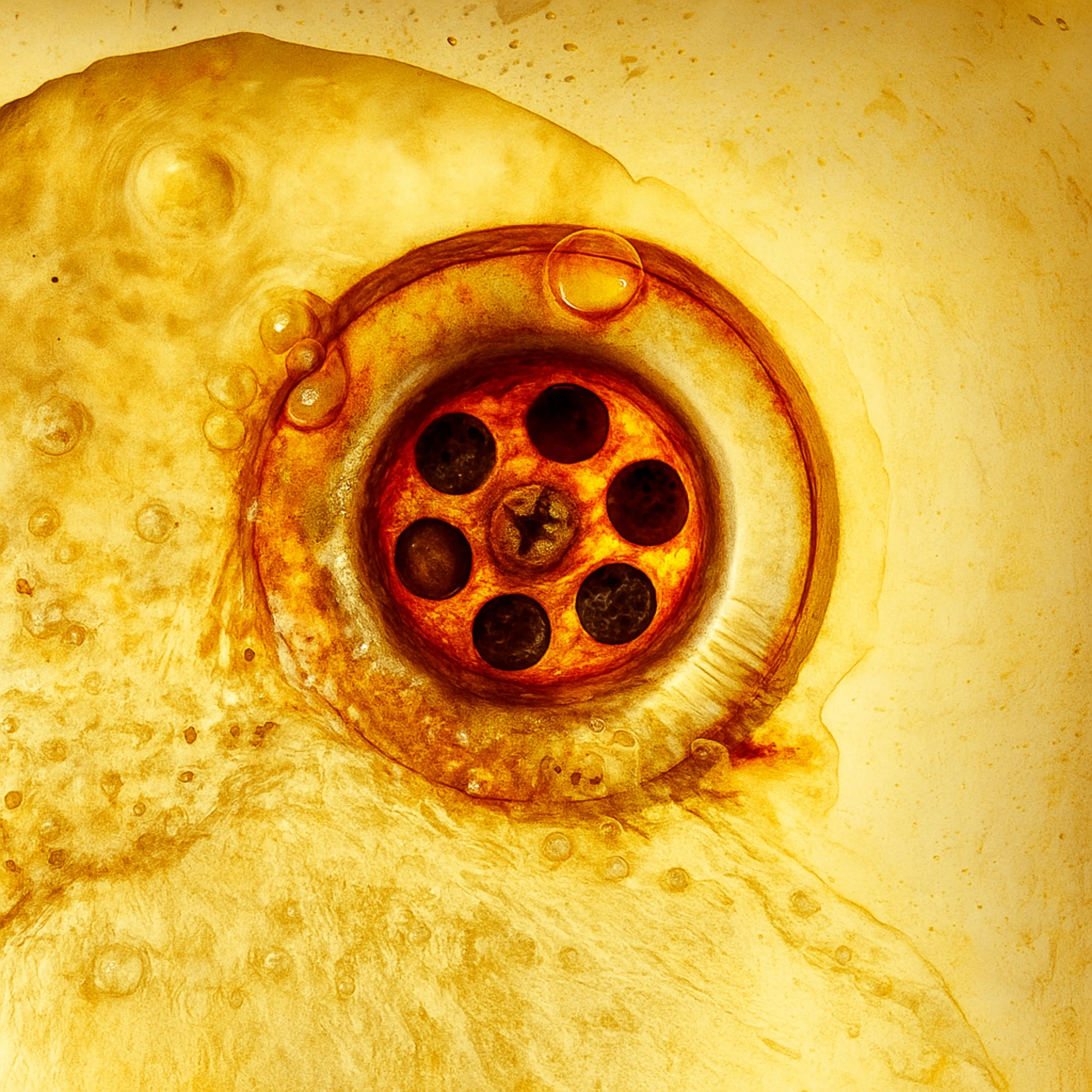 yellow water stains on sink