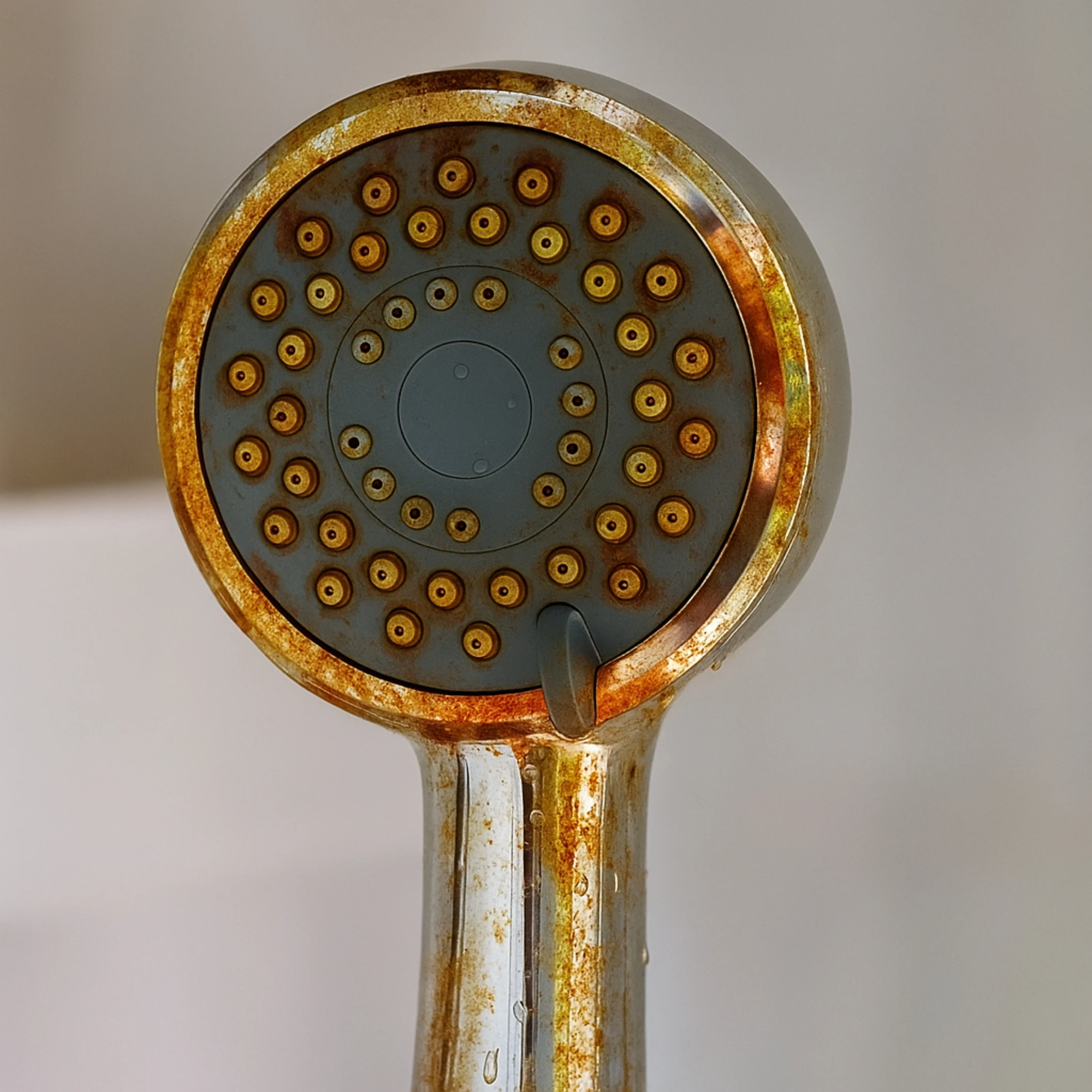 yellow water stains in showerhead