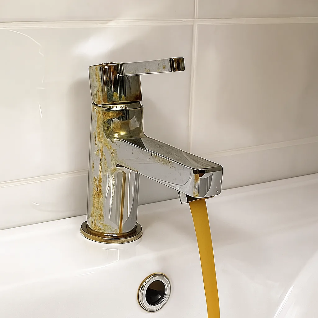 iron water scaling formation on tap