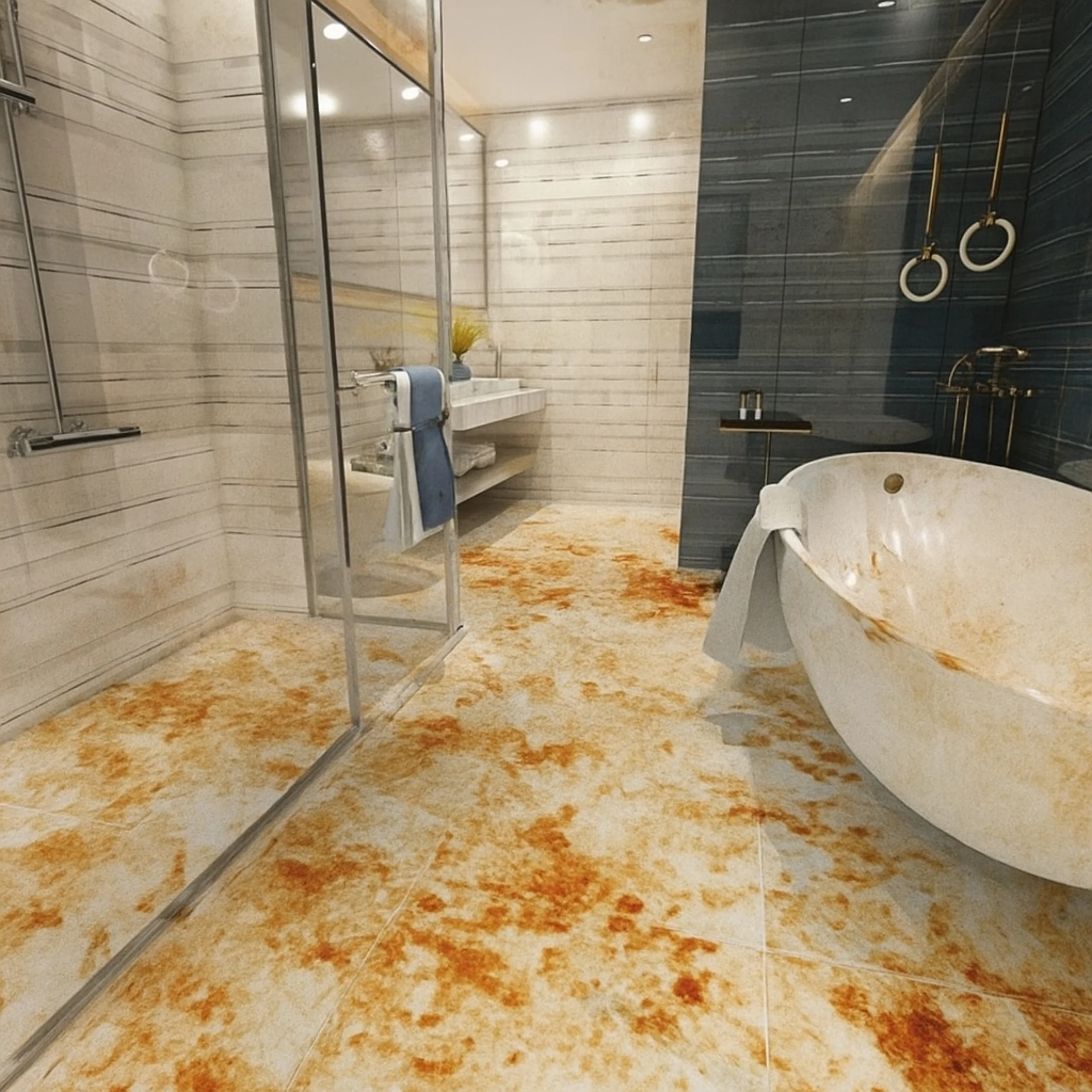 yellow color stain marks on tiles