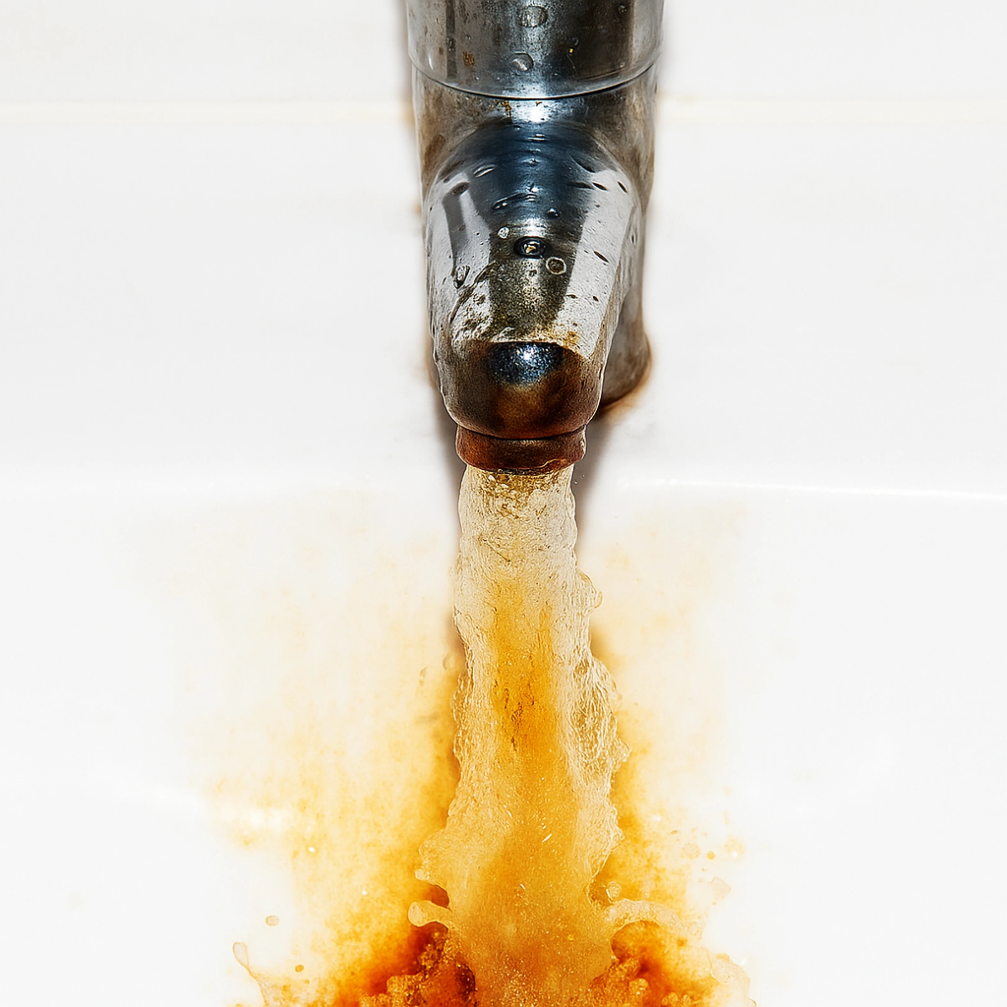 rusty iron water on tap