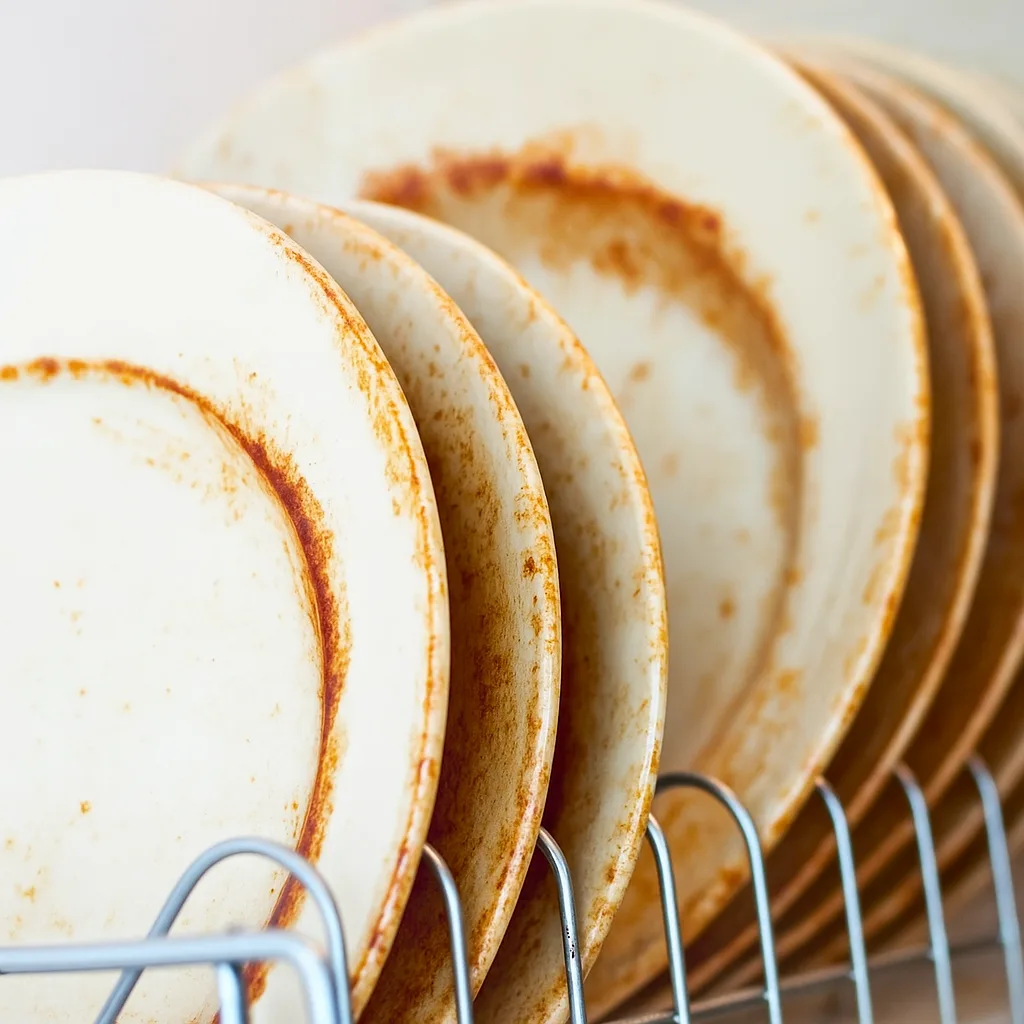 iron water stains marks on plates