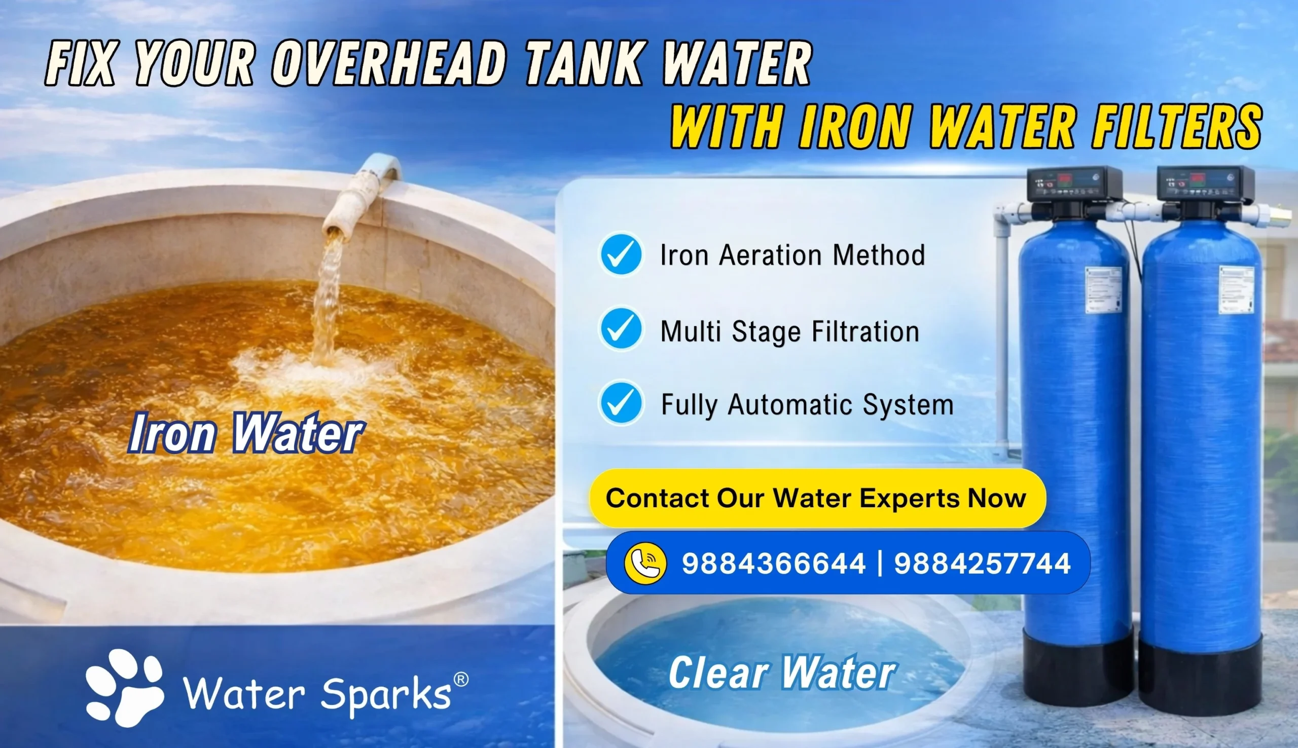 iron water filters for overhead tank water