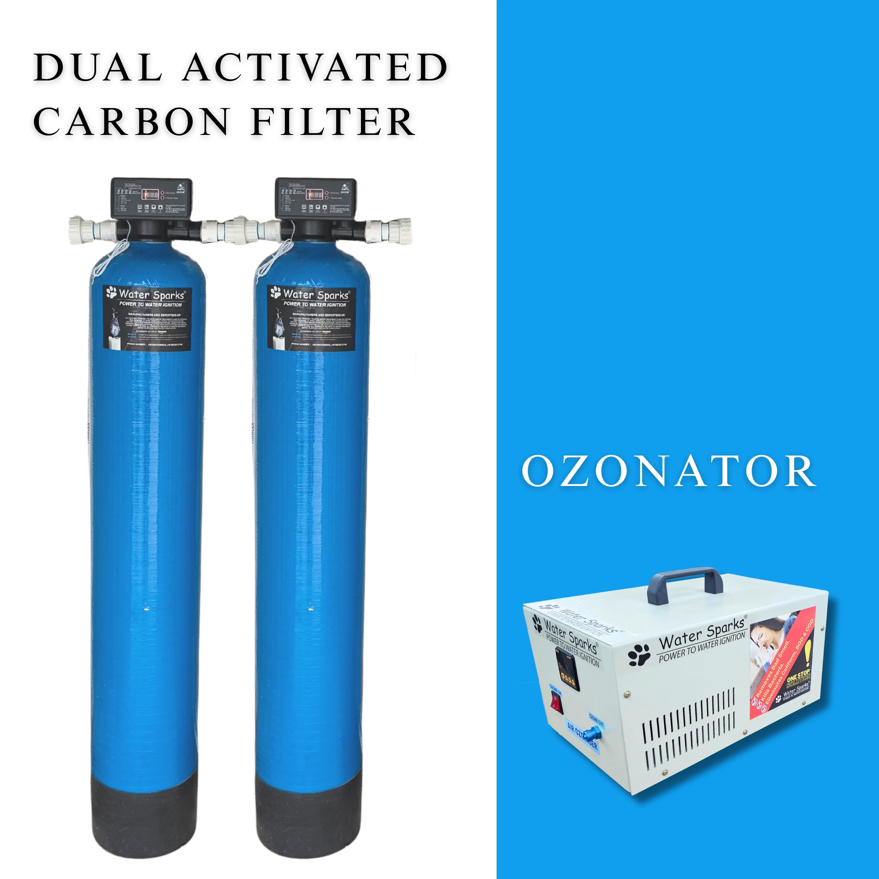 dual activated carbon filter with ozonator for bad smell water treatment in commercial