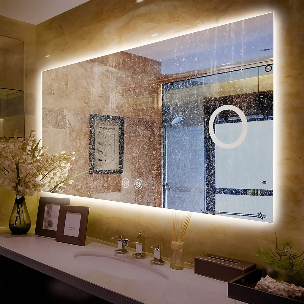 hard stains marks on hotel's bathroom mirror